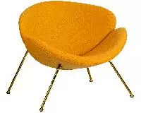 Кресло дизайнерское DOBRIN EMILY желтая ткань AF13 золотое основание