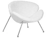 Кресло дизайнерское DOBRIN EMILY белый букле ткань хромированная сталь