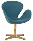 Фото №1 Кресло дизайнерское DOBRIN SWAN синяя ткань IF6 золотое основание