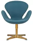 Фото №2 Кресло дизайнерское DOBRIN SWAN синяя ткань IF6 золотое основание