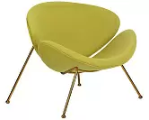 Фото №3 Кресло дизайнерское DOBRIN EMILY светло-зеленая ткань AF3 золотое основание