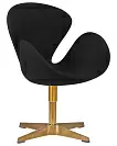 Фото №3 Кресло дизайнерское DOBRIN SWAN черная ткань AF9 золотое основание