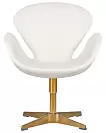 Фото №2 Кресло дизайнерское DOBRIN SWAN белый кожзам P23 золотое основание