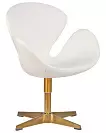 Фото №3 Кресло дизайнерское DOBRIN SWAN белый кожзам P23 золотое основание