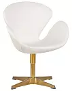 Фото №1 Кресло дизайнерское DOBRIN SWAN белый кожзам P23 золотое основание