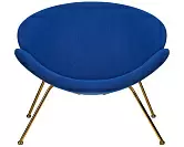 Фото №2 Кресло дизайнерское DOBRIN EMILY синяя ткань AF6 золотое основание