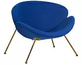 Фото №1 Кресло дизайнерское DOBRIN EMILY синяя ткань AF6 золотое основание