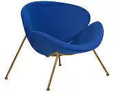 Фото №3 Кресло дизайнерское DOBRIN EMILY синяя ткань AF6 золотое основание