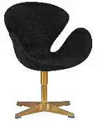 Кресло дизайнерское DOBRIN SWAN черная ткань AF9 золотое основание