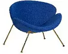 Кресло дизайнерское DOBRIN EMILY синяя ткань AF6 золотое основание