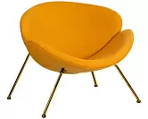 Фото №1 Кресло дизайнерское DOBRIN EMILY желтая ткань AF13 золотое основание