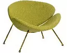 Кресло дизайнерское DOBRIN EMILY светло-зеленая ткань AF3 золотое основание