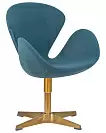 Фото №3 Кресло дизайнерское DOBRIN SWAN синяя ткань IF6 золотое основание