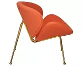 Фото №4 Кресло дизайнерское DOBRIN EMILY оранжевая ткань AF ткань золотое основание