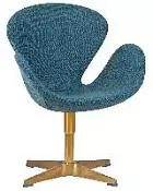 Кресло дизайнерское DOBRIN SWAN синяя ткань IF6 золотое основание