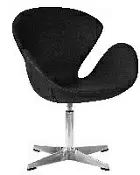 Кресло дизайнерское DOBRIN SWAN черный кожзам P13 алюминиевое основание