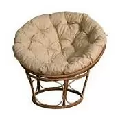 Кресло из искусственного ротанга Papasan Бамбук подушка Бежевая