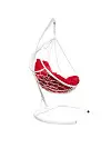 Фото №3 Подвесное кресло ДОЛЬКА с ротангом белый красная подушка БЕЗ СТОЙКИ