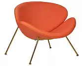 Фото №2 Кресло дизайнерское DOBRIN EMILY оранжевая ткань AF ткань золотое основание