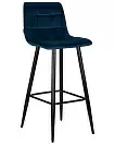 Фото №1 Барный стул Dobrin Nicole черные матовые ножки темно-синий велюр 108-95