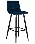 Барный стул Dobrin Nicole черные матовые ножки темно-синий велюр 108-95
