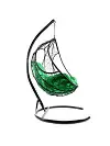 Фото №4 Подвесное кресло ДОЛЬКА с ротангом чёрное зелёная подушка