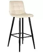 Барный стул Dobrin Nicole черные матовые ножки кремовый велюр 108-113