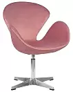 Фото №1 Кресло дизайнерское DOBRIN SWAN розовый велюр BLUVEL52 алюминиевое основание