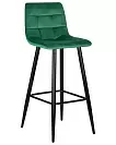 Фото №2 Барный стул Dobrin Nicole черные матовые ножки зелёный велюр 108-64
