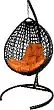 Подвесное кресло КАПЛЯ ЛЮКС с ротангом чёрное, оранжевая подушка