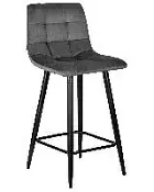 Барный стул Dobrin Nicole черные матовые ножки темно-серый велюр 108-91