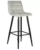 Барный стул Dobrin Nicole черные матовые ножки светло-серый велюр 108-52