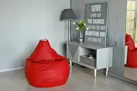 Фото №2 Кресло Мешок Груша Классический XL Красная ЭкоКожа