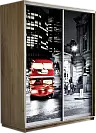 Фото №1 Шкаф-купе Экспресс 2-х дверный (Фото№1026 Ночной Лондон) 220х140х45 Крафт Табачный