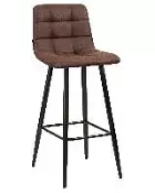 Барный стул Dobrin Nicole черные матовые ножки коричневая микрофибра PK-03
