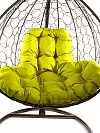 Фото №3 Подвесное кресло XL с ротангом коричневый желтая подушка БЕЗ СТОЙКИ
