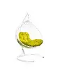 Подвесное кресло XL с ротангом белый желтая подушка БЕЗ СТОЙКИ