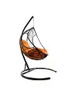 Фото №3 Подвесное кресло ДОЛЬКА с ротангом коричневый оранжевая подушка БЕЗ СТОЙКИ