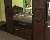 Фото №2 Шкаф 4-х дверный с зеркалами Роза орех глянец