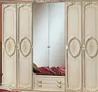 Фото №1 Шкаф 6-и дверный с зеркалами Роза бежевый глянец
