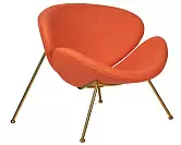 Фото №3 Кресло дизайнерское DOBRIN EMILY оранжевая ткань AF ткань золотое основание