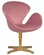 Кресло дизайнерское DOBRIN SWAN цвет сиденья розовый велюр BLUVEL52 цвет основания золотой