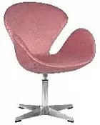 Кресло дизайнерское DOBRIN SWAN розовый велюр BLUVEL52 алюминиевое основание