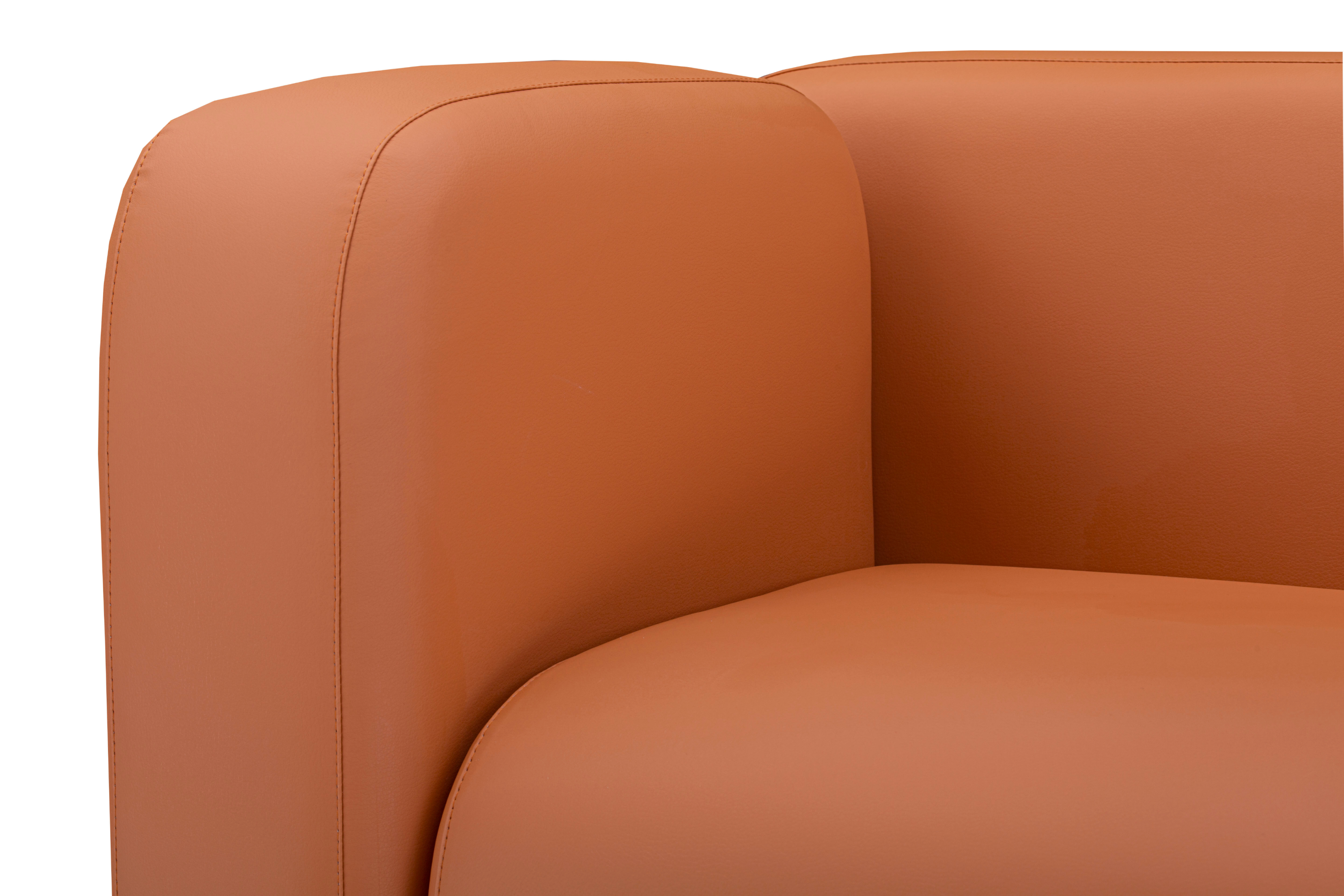 Фото Квадрато трехместный диван экокожа Санторини дарк оранж 7