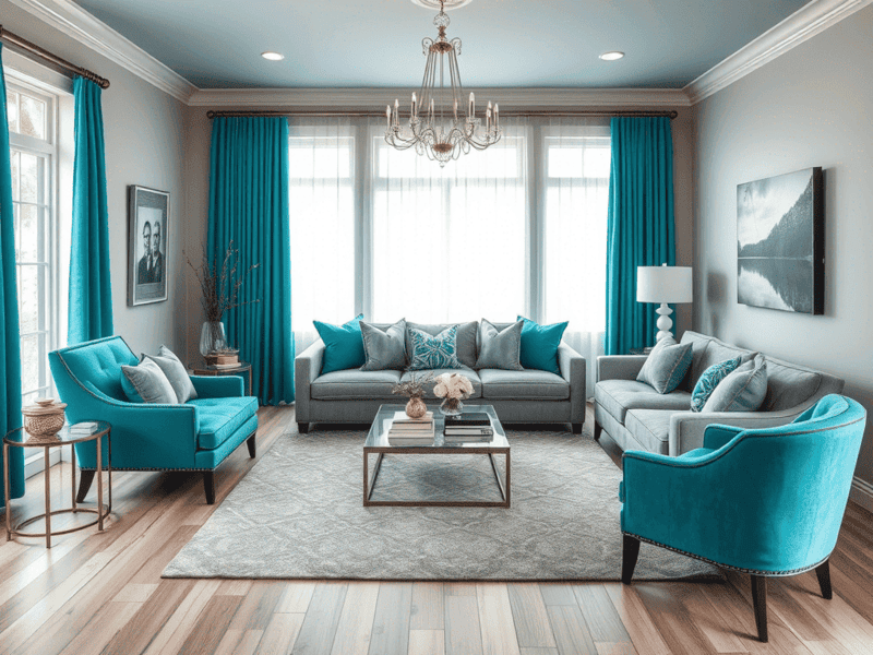 бирюза формирует фон