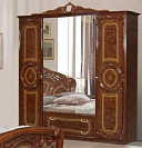 Шкаф 4-х дверный с зеркалами Роза орех глянец
