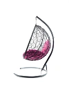 Фото №3 Подвесное кресло XL с ротангом серое, розовая подушка