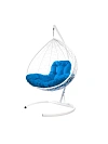 Фото №4 Подвесное кресло XL с ротангом белый синяя подушка БЕЗ СТОЙКИ
