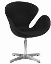 Кресло дизайнерское DOBRIN SWAN, цвет сиденья черный (AF9), алюминиевое основание