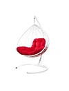 Фото №4 Подвесное кресло XL с ротангом белое, красная подушка